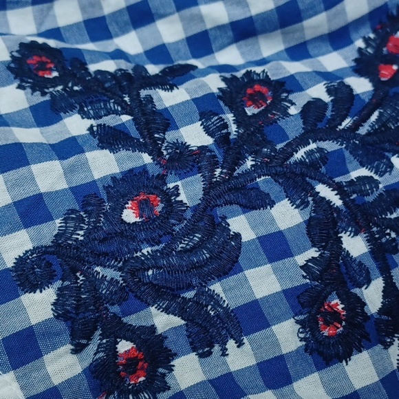 a.moon Embroidered Gingham 3/4 Sleeve Blouse - Picture 5 of 7